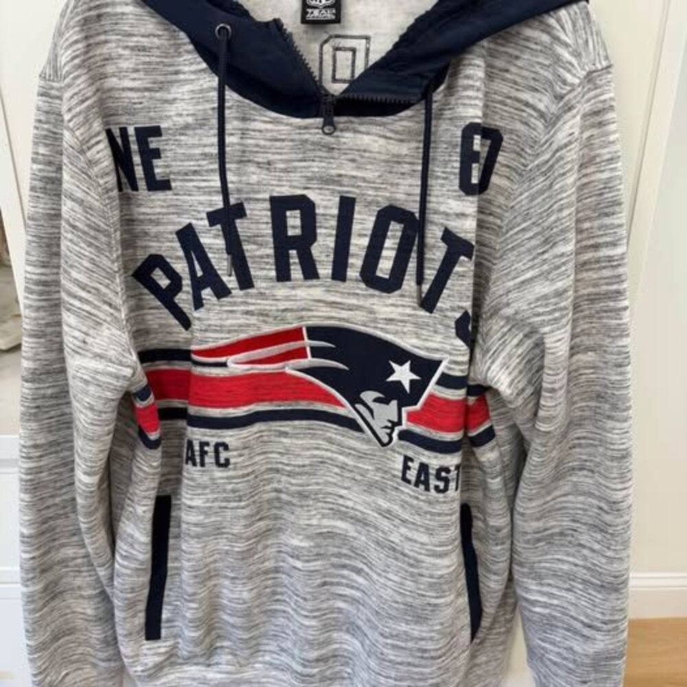 NFL New England Patriots Team Apparel Mixed-Media 1/4 Zip Hoodie